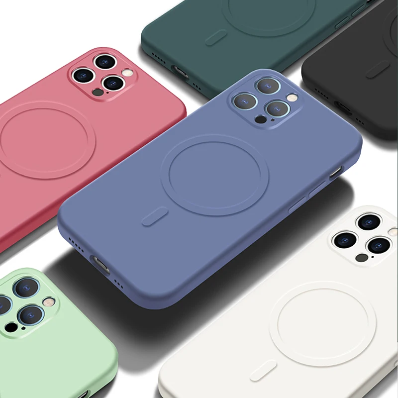 Magnetic Wireless Charging Liquid Silicone Soft Case with Magsafe Compatibility