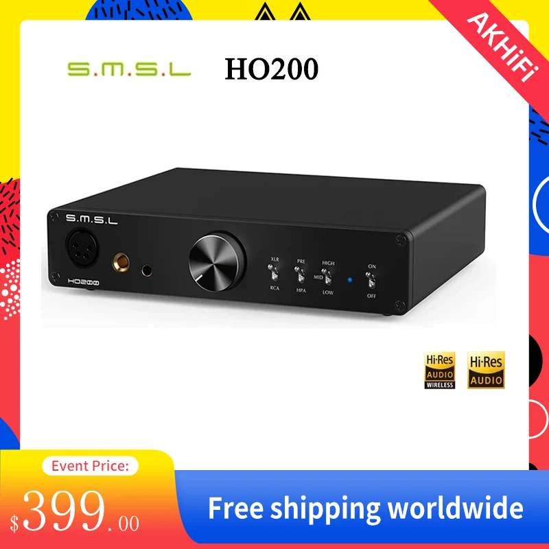 

SMSL HO200 HiRes headphone amplifier 16ohm 6W/32ohm 3W RCA PRE output for Hi-End pre amp XLR balanced 4.4 balanced 6.35mm output