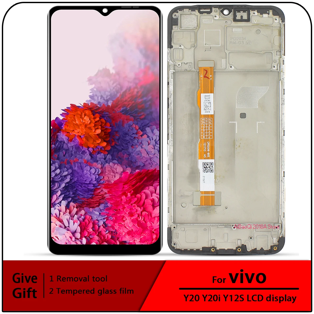 

For VIVO Y20 2021/Y20i/Y12S LCD Display Screen Touch Digitizer Assembly For 6.51 inch VIVO Y20 2020/Y20S/Y01 With Frame Replace