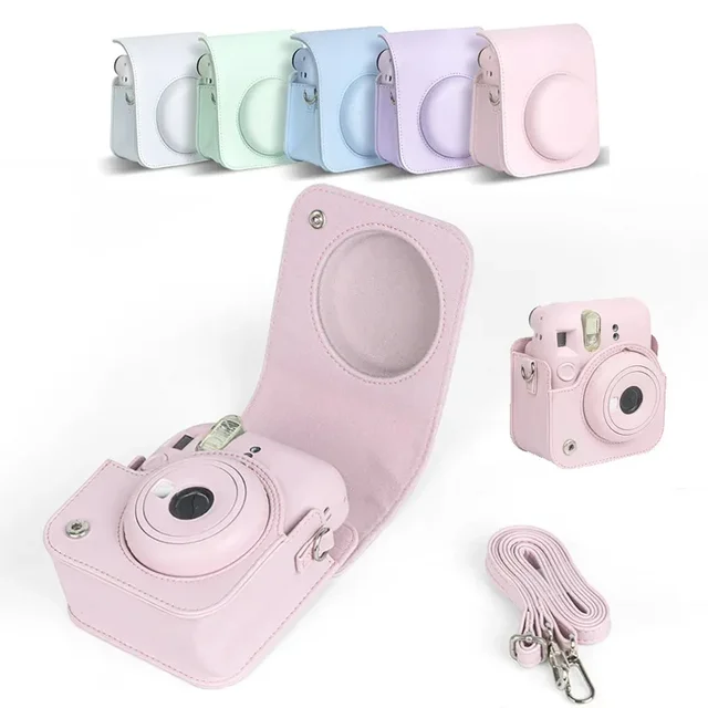 PU Leather Soft Protective Case for Instax Mini 12 Camera with Shoulder Strap Fujifilm Film Camera Travel Bag