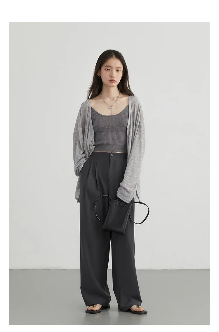 Solid V-neck Shirt Women Spring Single Breasted Chiffon Loose Slim All-match Sun Protection Thin Breathable Fashion Slim Cozy