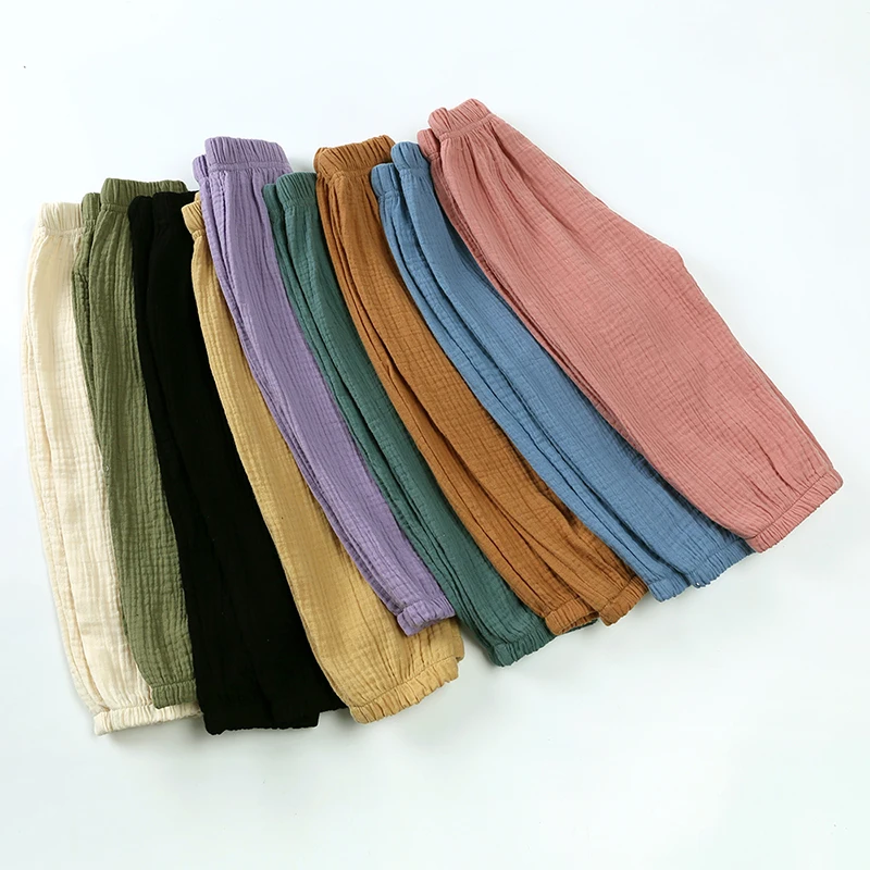 1-8Years Toddler Kids Baby Boys Girls Cotton Linen Elastic Basic Harem Long Pants Soft Bloomers Children Summer Casual Joggers girls pants boys pants kids pants