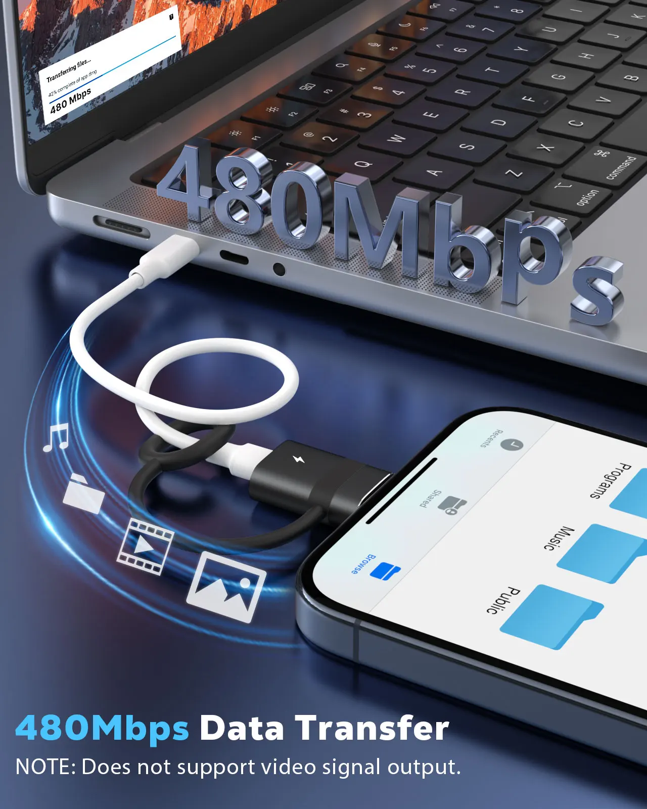 36W PD 고속 충전 기능이 있는 MoKo USB C-Lightning 어댑터, 오디오/OTG용 아님, iPhone 14용 USB-C Female-Lightning Male 어댑터