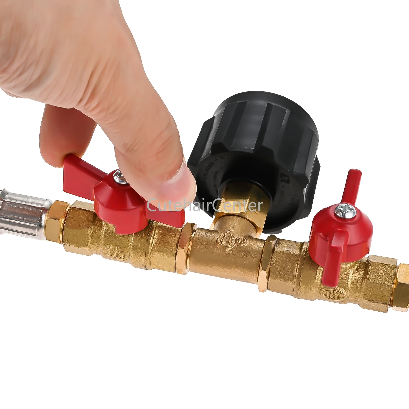 Propane 2 Way Splitter Adapter 5 FT Hose + Valve 350PSI Tank Converter Assembly for QCC1/Type1 Gas Heater Fire Pit Camping Grill