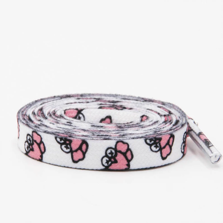 (30 Pairs/lot) Weiou 0.9cm Flat Print Adorable Pink Carton Cotton Shoe Laces For Women Adults Children Canvas Sneakers Shoelaces