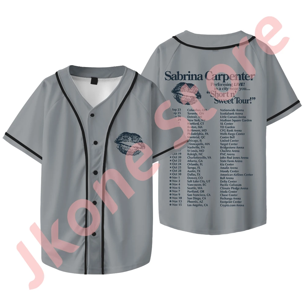 Sabrina Carpenter Short n' Sweet Tour Merch Baseball Jacket New Logo Tee Women Men Fashion Short Sleeve T-Shirts 3