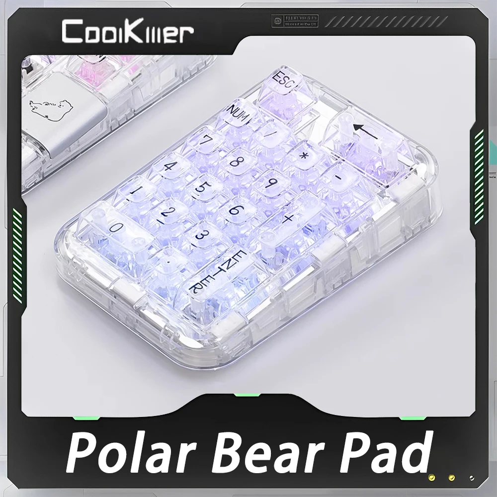 

Coolkiller Polar Bear Pad Transparent Mini Keyboard Three Mode Hot Swap RGB Custom Programming Keypad Gasket Ergonomics Mac Gift