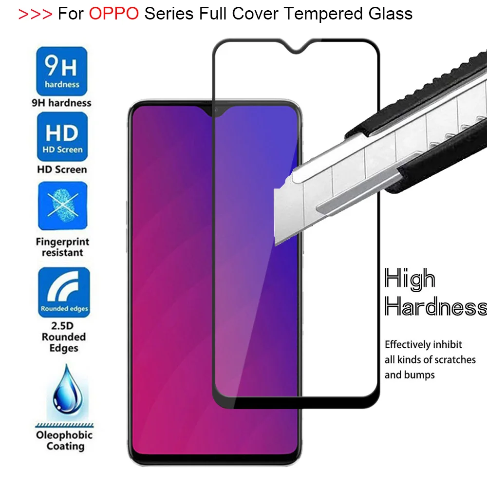 

9h 2.5D Full Cover Tempered Glass For OPPO A1K 9H Full Glue Screen Protector Glass Film For OPPO A1K Protective Film