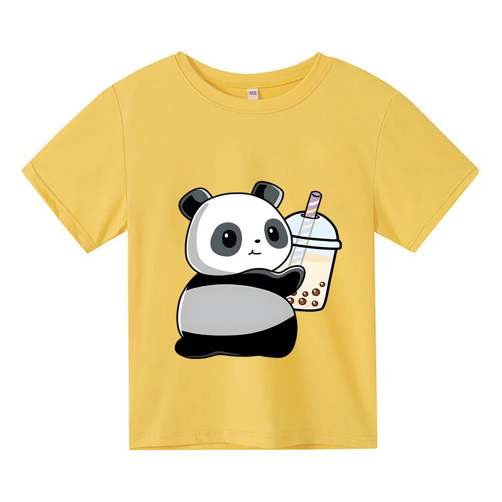 

Bubble Boba Milk Tea Cute Animal Panda Printing T Shirt for Girls/Boys Fashion Tee Shirts Funny Clothing Short Sleeve Tops Tees