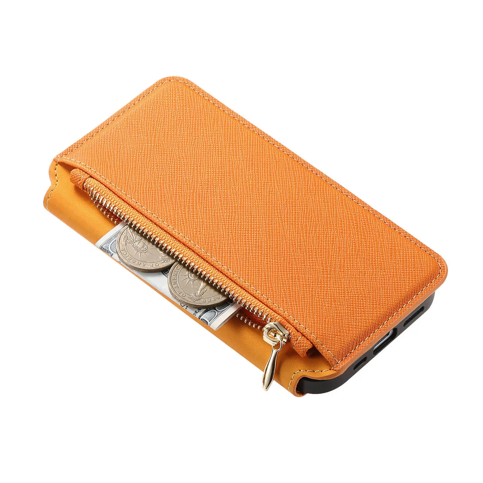 Étui portefeuille en cuir 2 en 1 avec fermeture éclair magnétique détachable pour Samsung Galaxy S24 Ultra S23 Plus A05 A35 A25 A15 A55_voghion.com