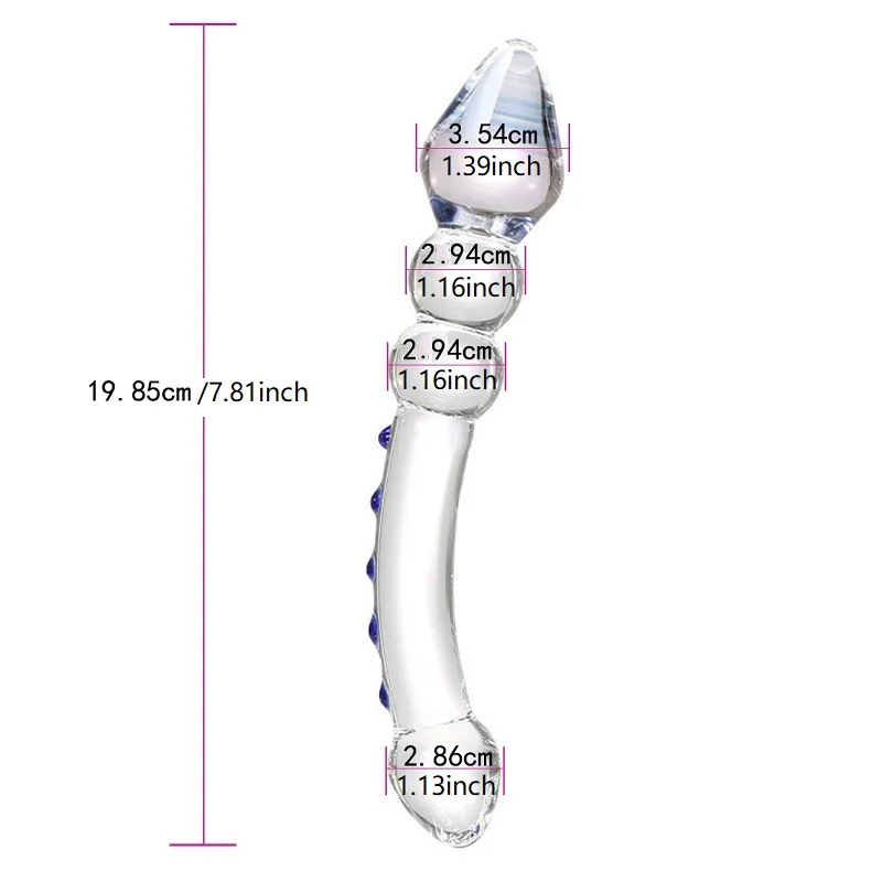 Double Ended Crystal White Pyrex Glass Dildo Artificial Penis Granule Spiral G Spot massager Adult game Sex Toys for Woman Gay