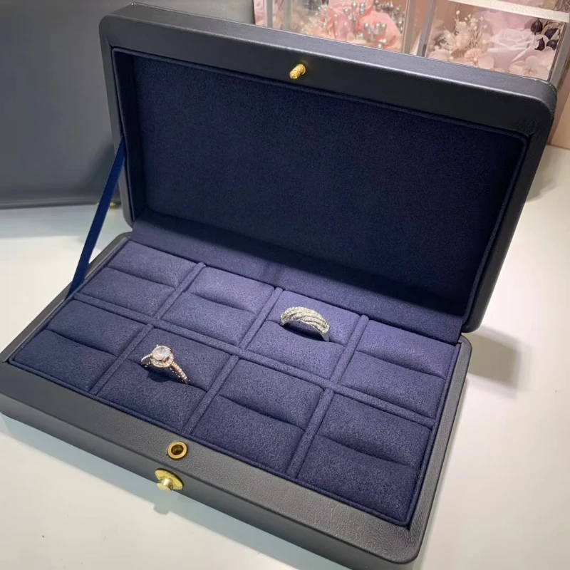 Leather Jewelry Box Organizer for Women Ring Necklace Jewelry Boxes Storage Bracelet Earrings Velvet Tray Display Accessories