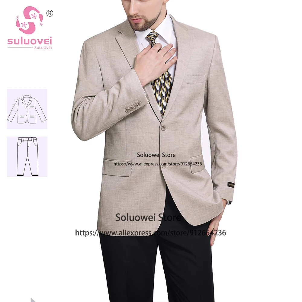 Fashion Wedding Slim Fit Suits For Men Customized 2 Piece Pants Set Formal Grooms Dinner Party Tuxedos Business Blazer Masculino