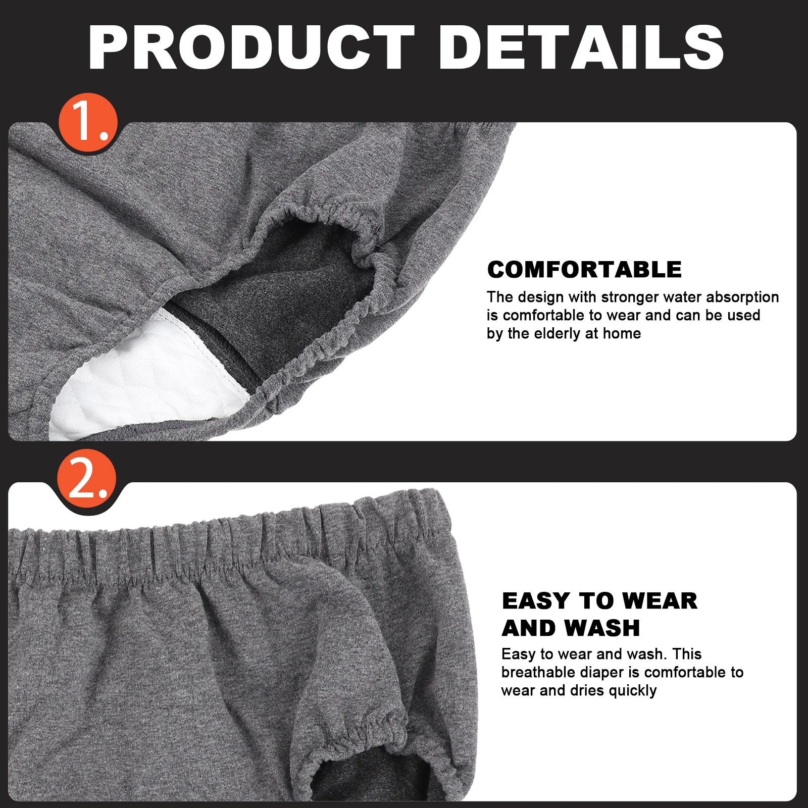 Diaper Adult Pants Incontinence Diapers Reusable Cloth Disposable Nappy Wraps Old Washable Briefs Urinary Shorts 2