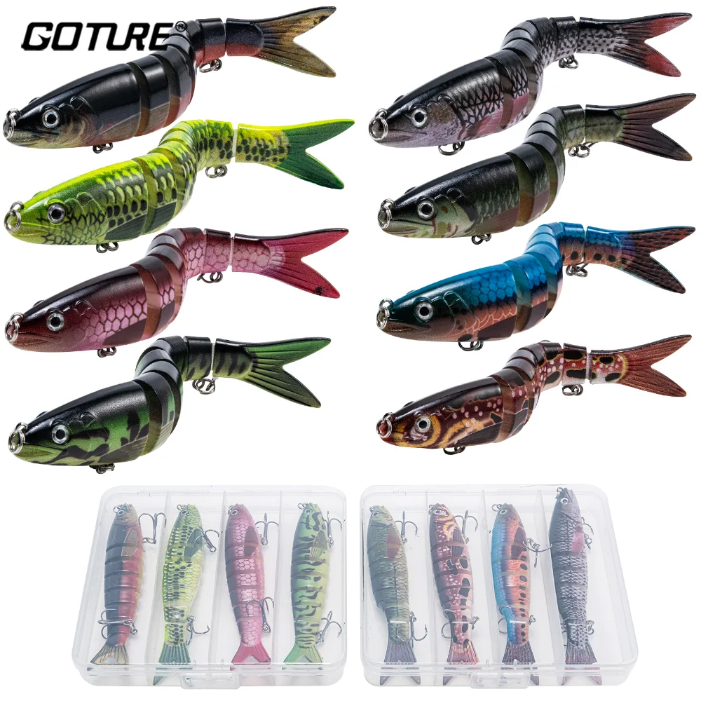 

Goture Jointed Swimbaits Slow Sinking Multi-Segment Freshwater Saltwater Topwater Fishing Lures Bass Lures Kit with Tackle Box