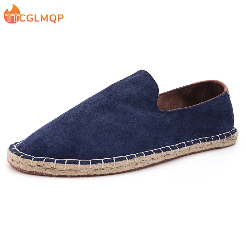 

2023 Summer New Linen Men's Casual Shoes Handmade Weaving Fisherman Shoes Fashion Casual Flat Espadrilles Driving Shoes Big Size