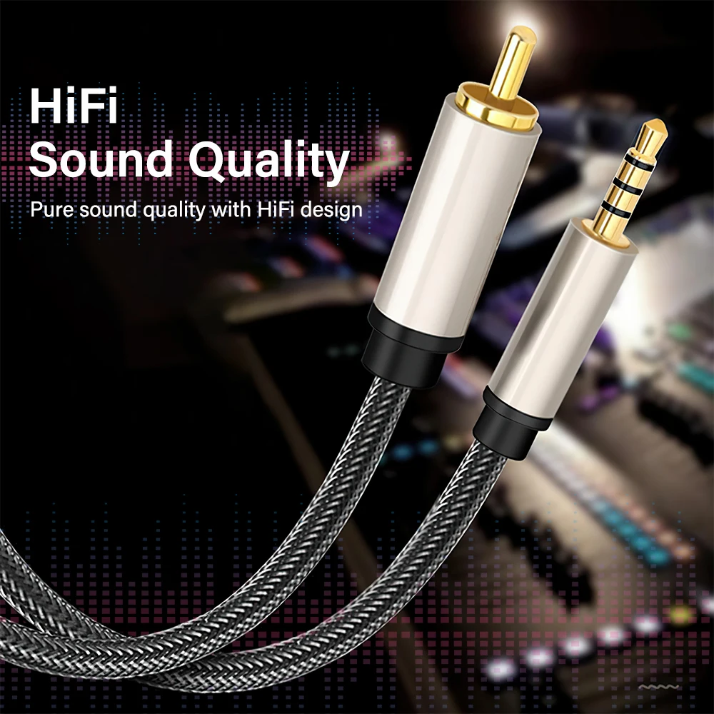 Premium Audio Cable - 3.5mm to RCA Coaxial Adapter, Multiple Lengths Available