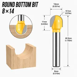 8mm Shank Round Bottom Wood Router Bit - 8X14mm