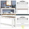63" Modern Solid Wood Console Table with 4 Drawers and 1 Bottom Shelf Storage Sideboard Pine Sofa Table for Entry Hallway(Brown) 5