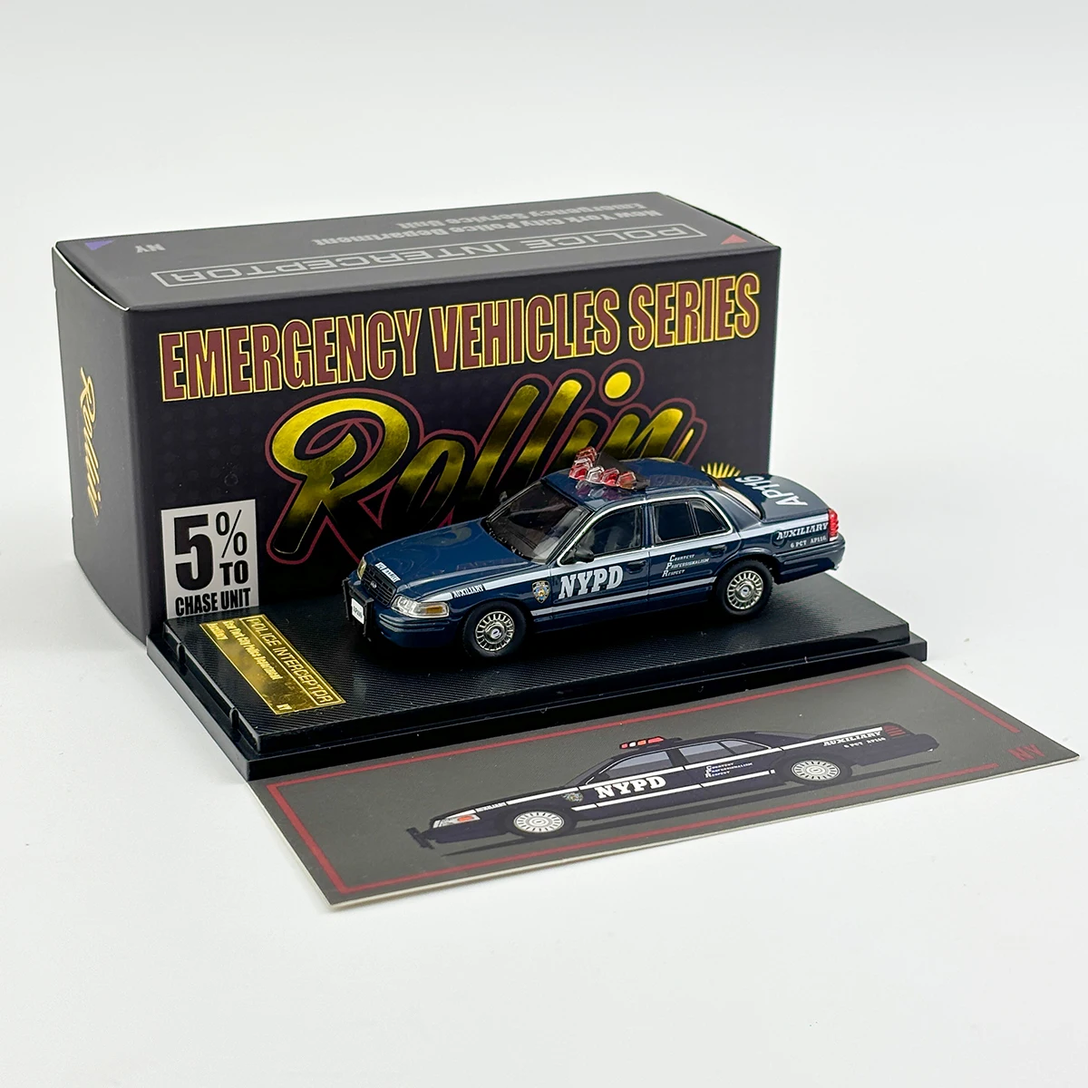 Rollin 1/64 Ford Crown Victoria Police Car Alloy Toy Motor