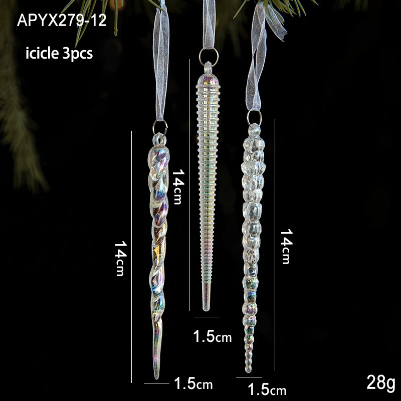 thumbnail image 1 of 2024 Christmas Tree Acrylic Pendant Colorful Transparent Ice Crystal Pendant Navidad Hanging Snowflake Ornament New Year Decor, 1 of 5