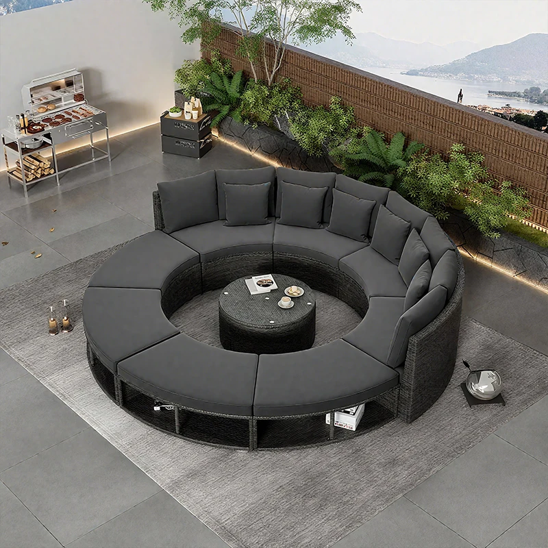Offerta Speciale: Set Divano da Esterno in Rattan Intrecciato Impermeabile per Tutte le Stagioni, Mobili da Giardino e Patio - immagine 3