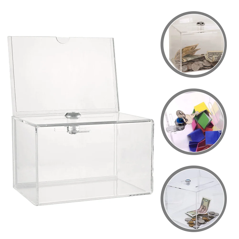 Multi-functional Clear Suggestion Box Ballot Box Donation Box with Lock for Fundraising