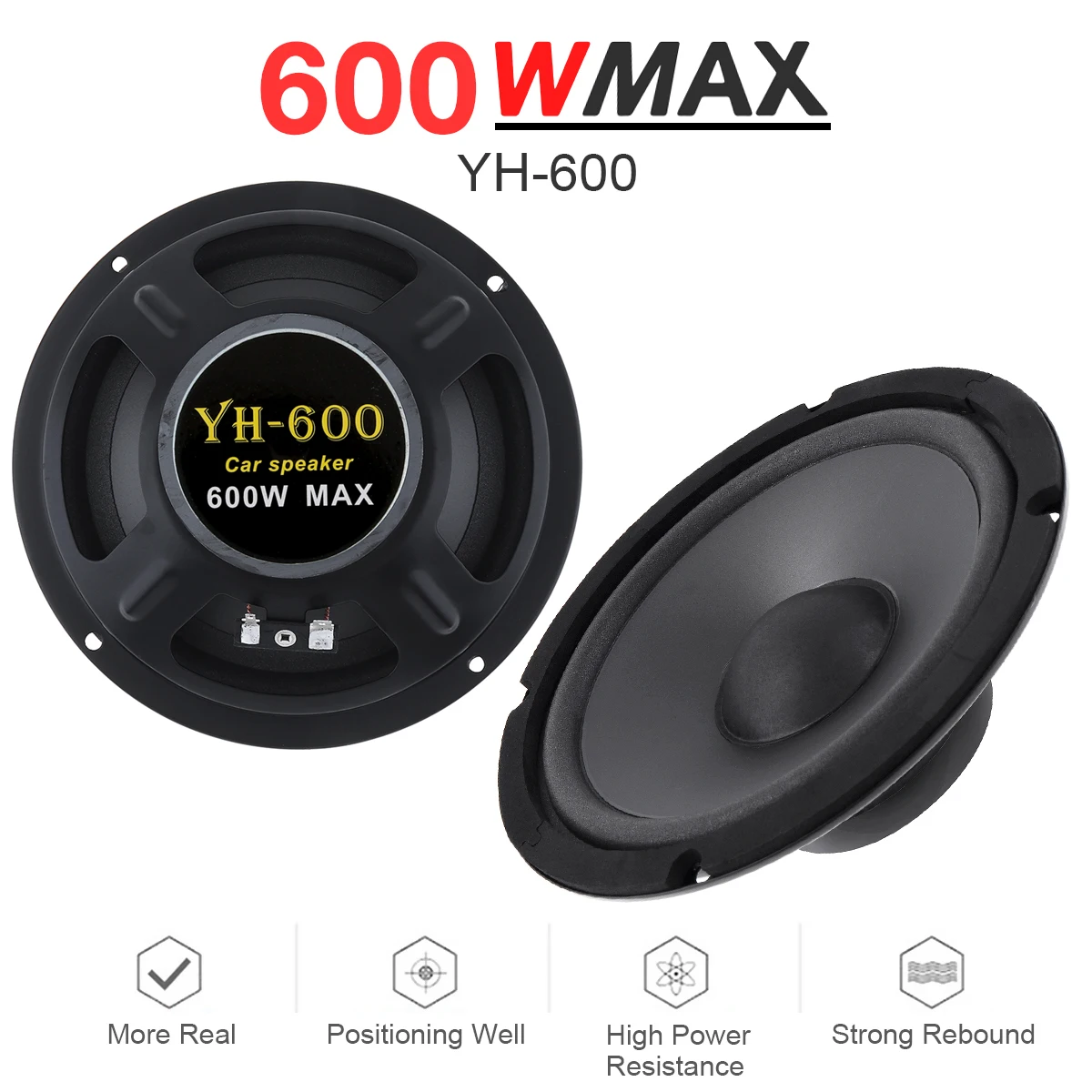 6 Inch 2-Way 600W Car HiFi Coaxial Speaker 1 Piece / 2Pieces Vehicle Door Auto Audio Music Stereo Full Range Frequency Speakers car coaxial speakers