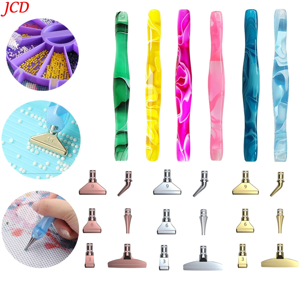 

7Pcs/Set Resin Diamond Painting Pen Eco-friendly Alloy Replacement Pen Heads Multi Placers Point Drill Pens DIY Nail Art Tool