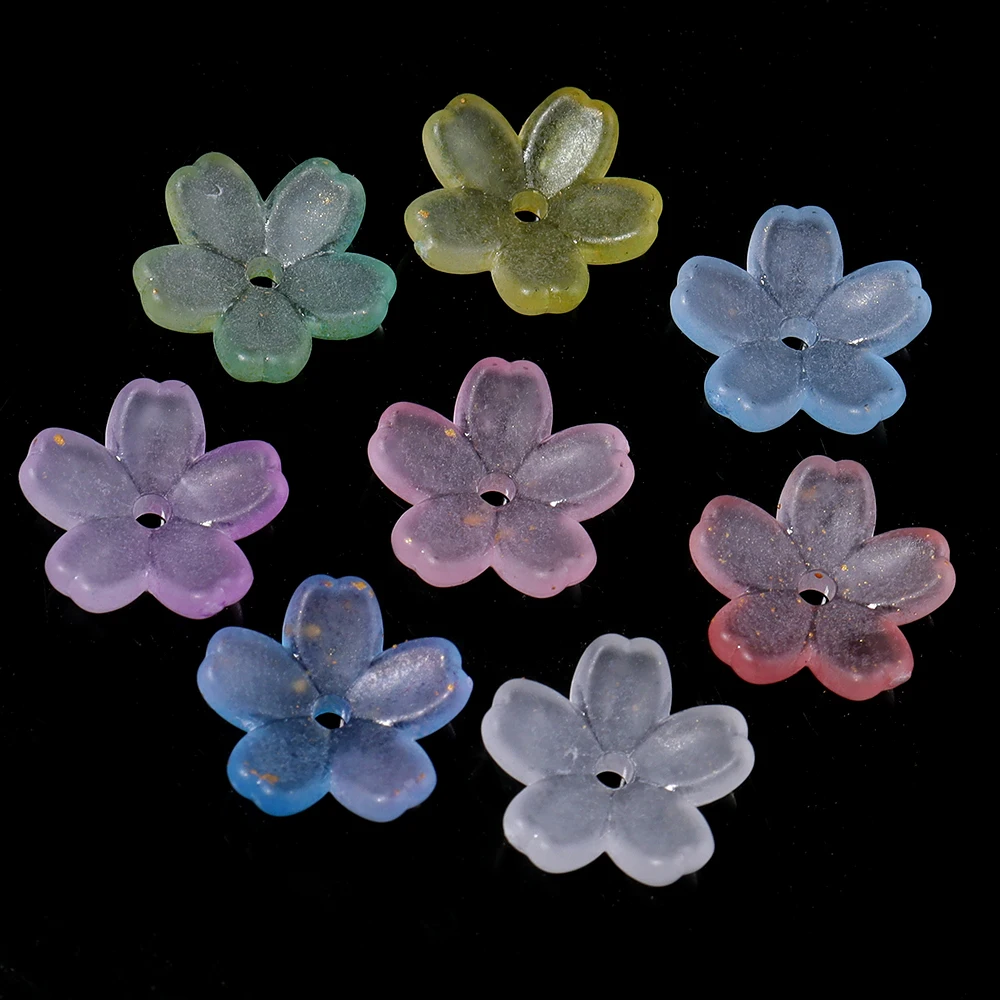 200 stücke 11mm Acryl Blumen Perlen Bunte Fünf Blütenblätter Blume Lose Perlen Für Schmuck Machen DIY Halskette Ohrringe zubehör – Detail 9