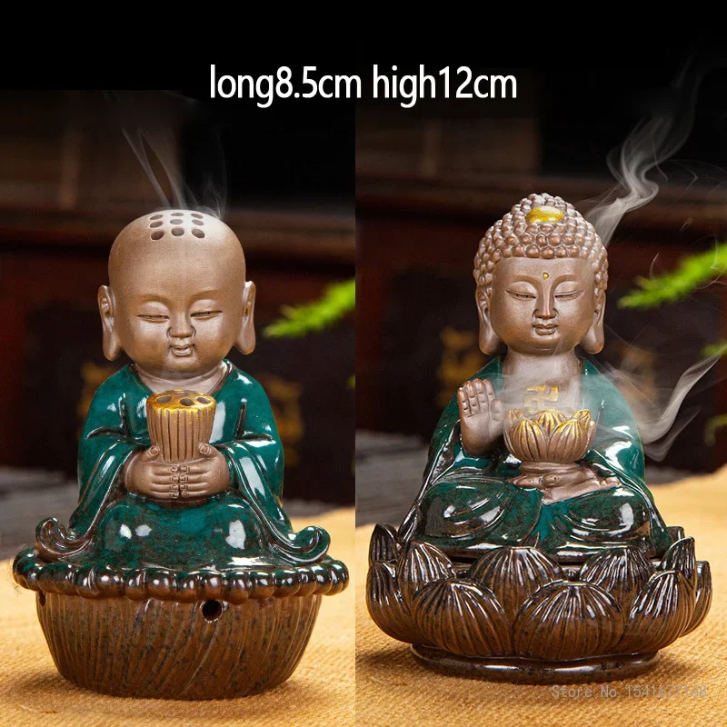Creative Ceramic Glazed Incense Burner, Sandalwood, Agarwood Tathagata, Home Decorations, Buddha Statue Aromatherapy Burner, 1Pc