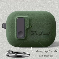Customized Stylish Protective AirPods Case with Engraved Name and Keychain Attachment - Airpods 4 (Green)