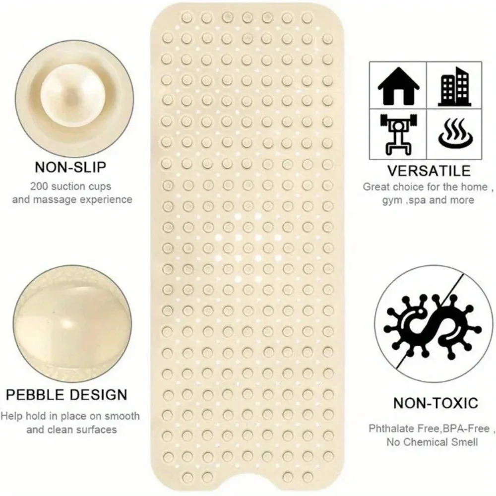 non-slip bathtub mat shower mat  with drain holes and suction cups machine washable household bathroom shower carpet bathroom 6