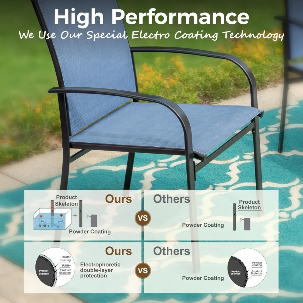 Patio set arranged on deck