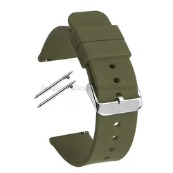 Versatile Soft Silicone Quick Release Watch Strap - 20mm (ArmyGreen - Silver)