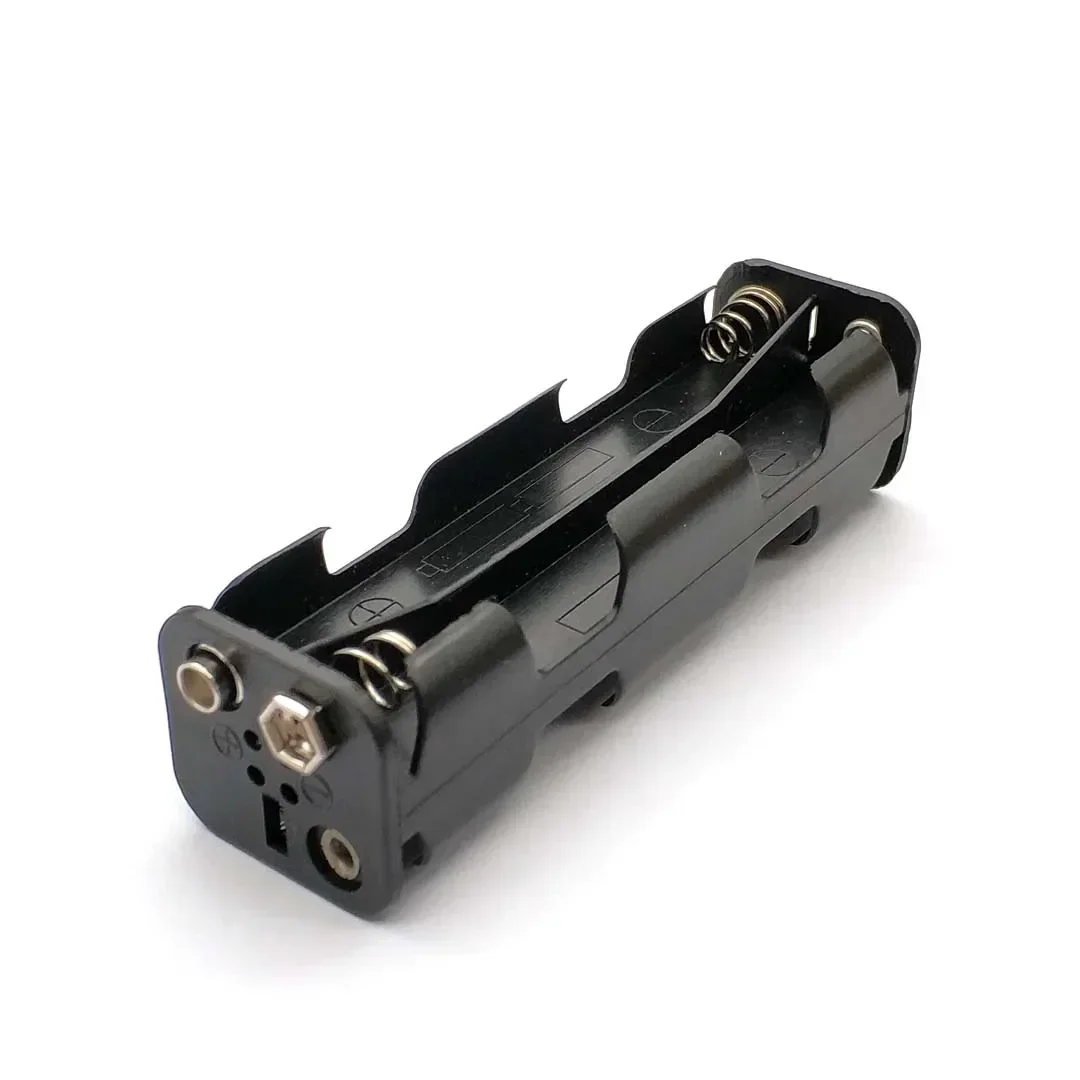 Battery Storage Box Battery Case Battery Holder Battery Box AA Battery Holder 3V 6V 9V 12V for 2X 4X 6X 8X AA Batteries Black Plastic Dual Layers with 9V Connector