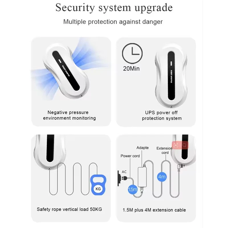 2024 Window Robot Cleaning APP Robotic Glass Washer Appliance Two Sides Spray Water Anti-falling 3000Pa Robot Vacuum Cleaner 4