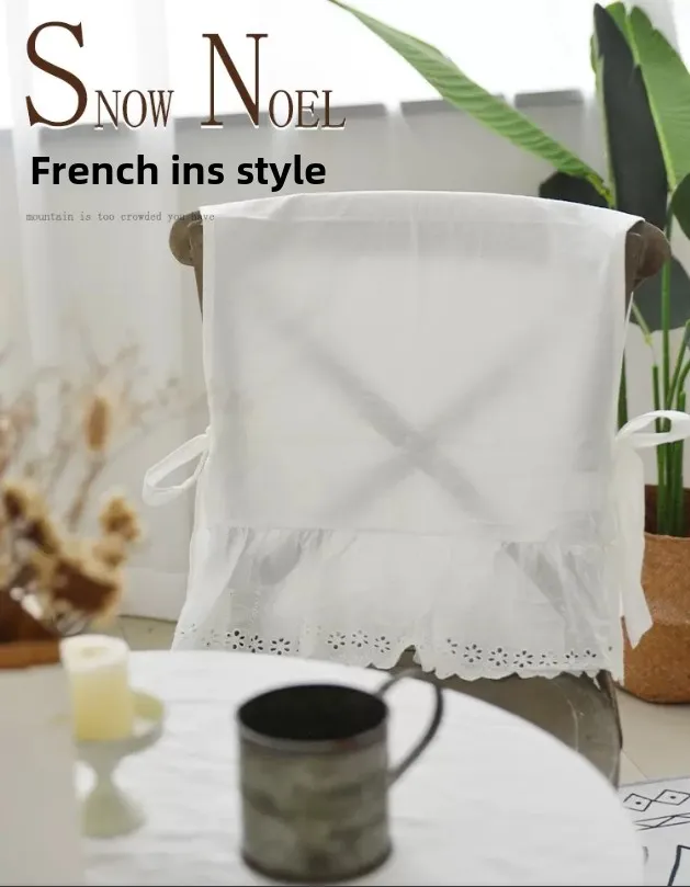 High-End White Pure Cotton Chair Cover with Hollow Embroidery Simple Modern Sle for Home Use  Color Barest Cover