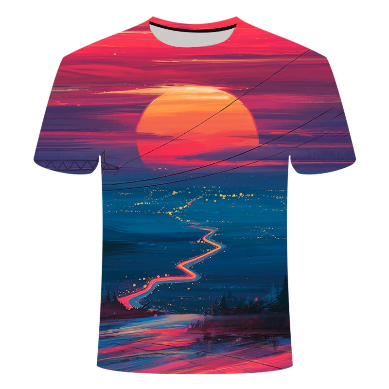 

Summer Men'S Animal Tiger 3d Graphic T-Shirt Personality Comfortable Casual Street Baggy O-Collar Top