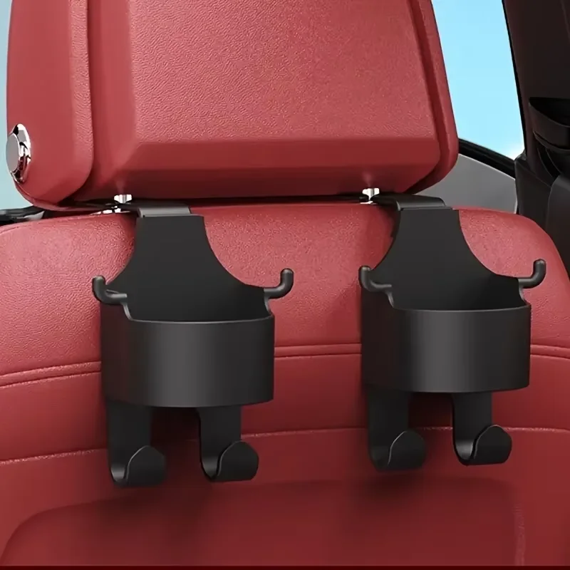 Multifunctional Car Storage Rack with Hooks and Cup Holder - Durable and Sturdy for Seat Back