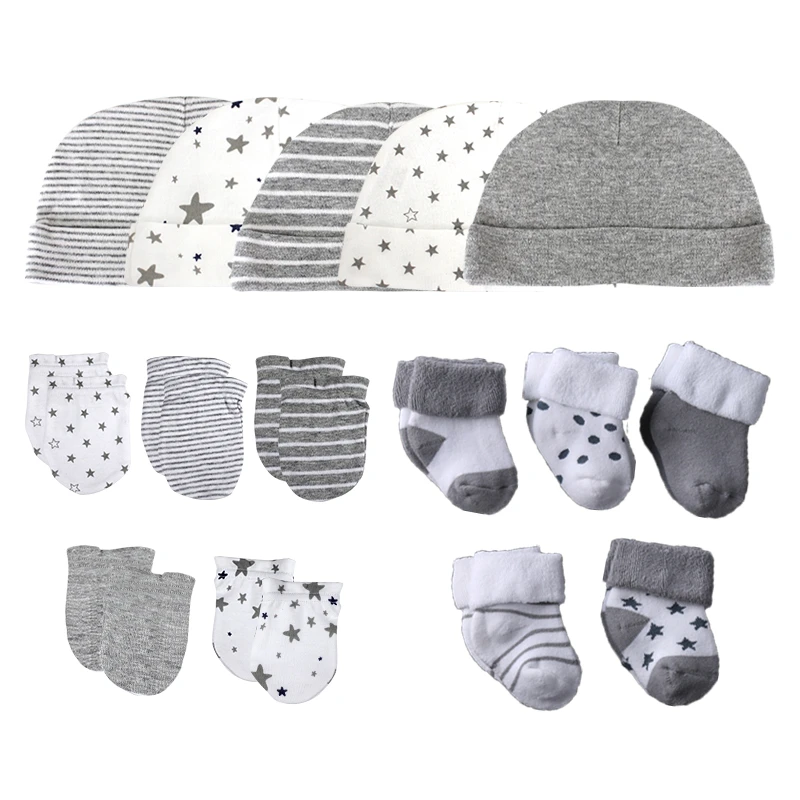 baby accessories Newborn Hat+Gloves+Socks Set For Baby Boy&Girl Cotton Fall Casual Photography Props Soft Headwear Infant Nightcap Winter Fashion shake baby's hand