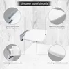 Folding Shower Chair Wall Mounted Fold Down Shower Seat 400 LB Capacity Foldable Shower Seats for Adults Elderly Disabled White 3