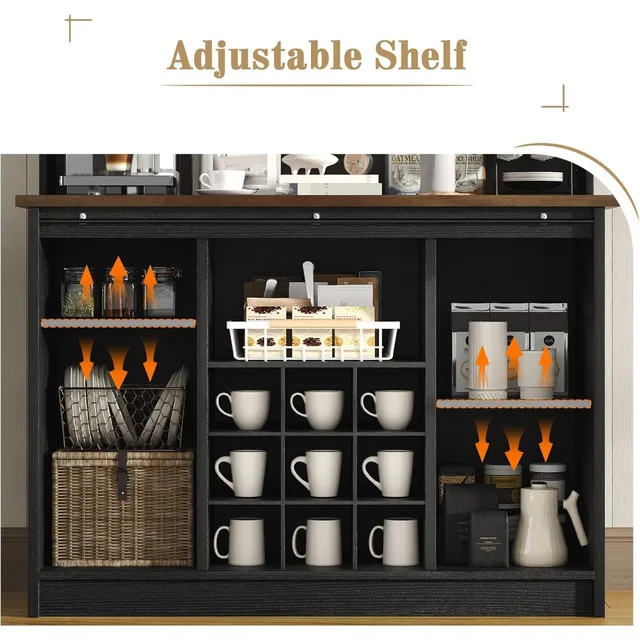 Farmhouse 3-Tier Bar Cabinet 5