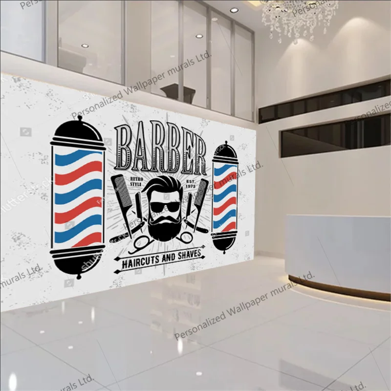 Custom Barber Shop Poster Banner Template with Hipster Face 3d Photo Wallpaper Hair Cut Hair Salon Industrial Decor Wall Paper a6 tabletop acrylic menu display stand photo poster frame magnetic menu paper sign holder counter display stand