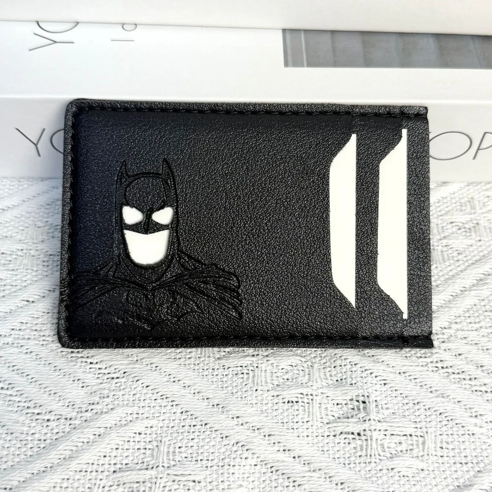 Personalized Leather ID Card Holder with Superhero Mask Design Great Gift Option Travel Wallet ID Card Holder