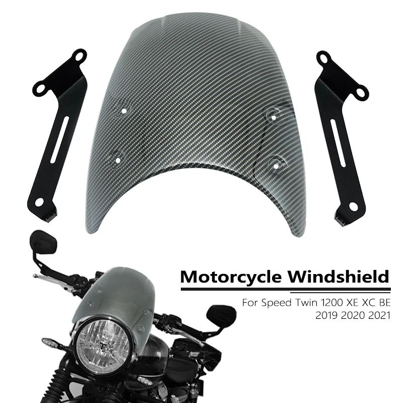 

Carbon Fiber look Windscreen Wind Deflector with Bracket Fit For Speed Twin 1200 XC 1200XE Windshield 1200XC 1200BE 2019-2021