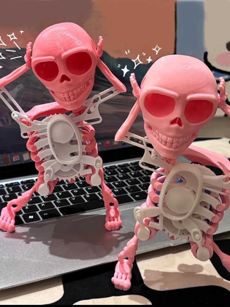 

3D Печатный танцующий скелет, череп, шейпер, искусственные игрушки, Веселый мини-череп, пугающие танцевальные украшения для детей, подарки для игр