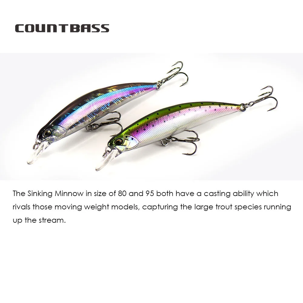 COUNTBASS Premium Sinking Minnow Hard Baits Fishing Lures Wobblers Crankbaits Perch Leurre
