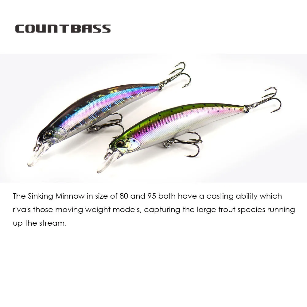 COUNTBASS Sinking Minnow 45mm 60mm 70mm 80mm 95mm Hard Baits Fishing Lures  Wobblers Crankbaits Perch Leurre Angler’s Lure