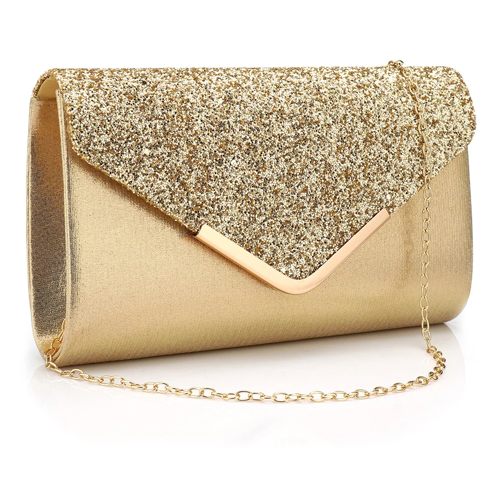 Sequined Envelope Clutch Bags For Women 2020 Fashion Gold Purses And Handbags With Chain Shoulder Bags Wedding Party Clutches 